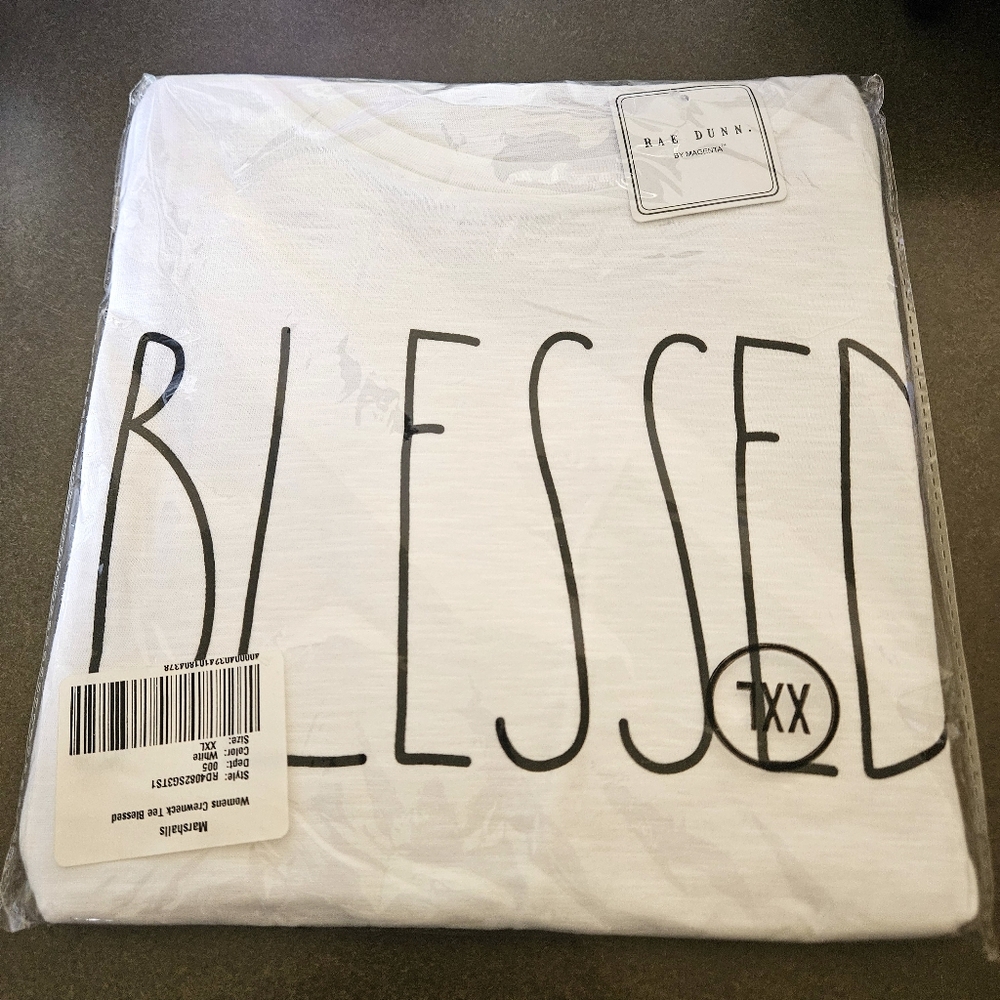 Rae Dunn White 'Blessed' Women's Top